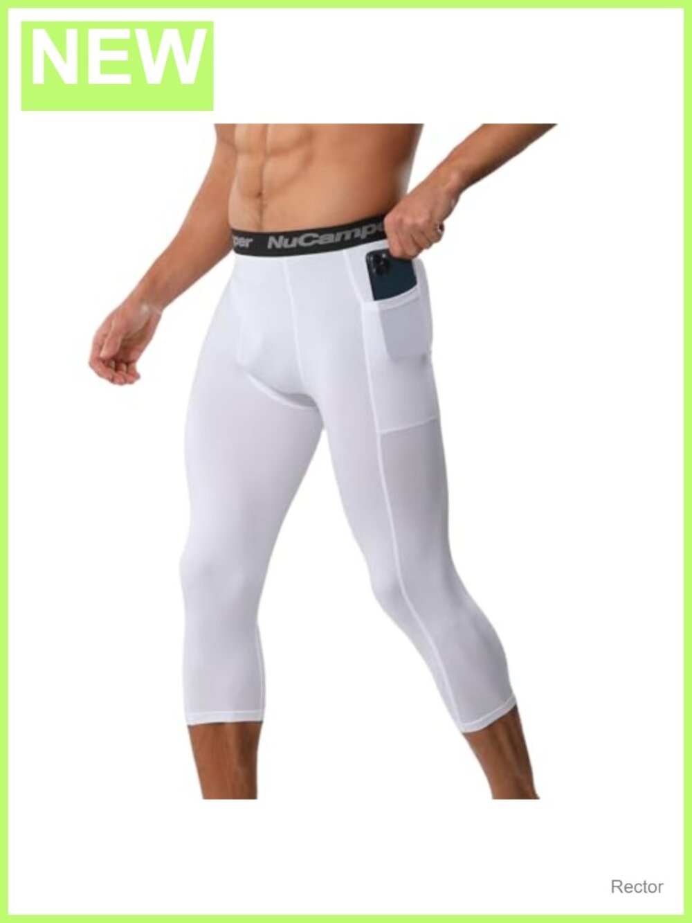 Men's 3/4 Compression Pants Capri Athletic Leggings Pocket